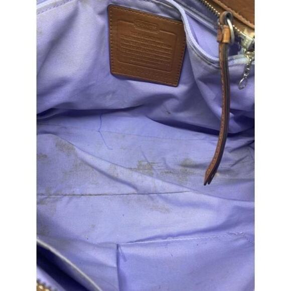 COACH Large White Brown Leather Shoulder Bag - Picture 9 of 9